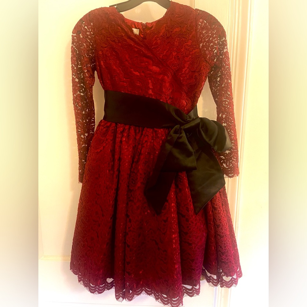 Chasing Fireflies Burgundy Lace Kids Formal Dress